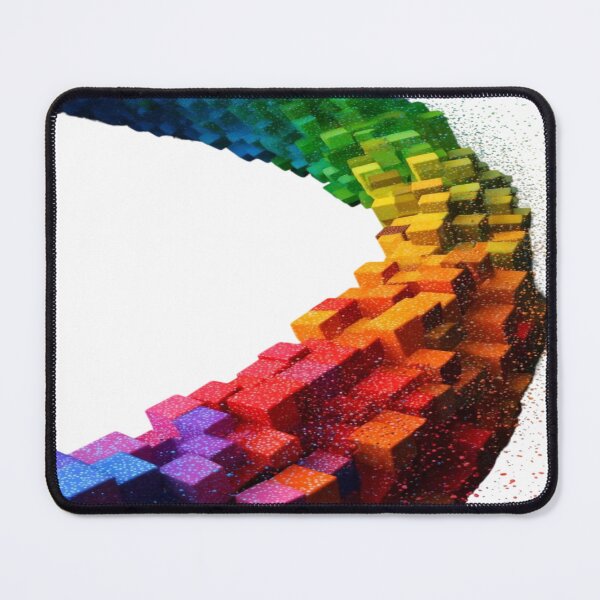 Item preview, The Moving Chromatic Ribbon, 3D Cube Rainbow Ribbon - Dynamic Abstract Art with Colored Particles designed and sold by RAYBIL.