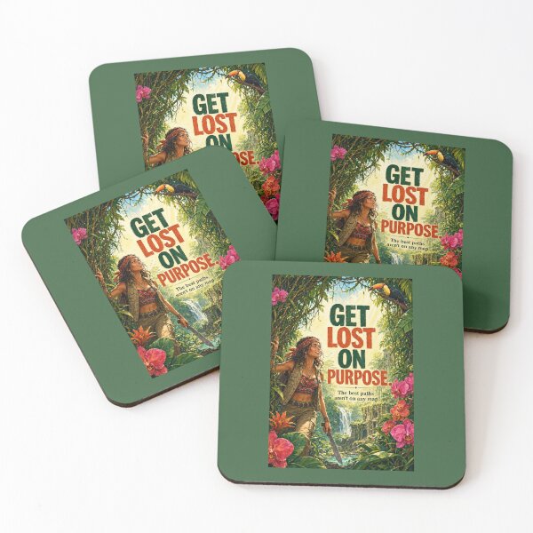 Item preview, Get Lost on Purpose Jungle Adventure Quote Poster designed and sold by Whimsical Cottagecore Art.