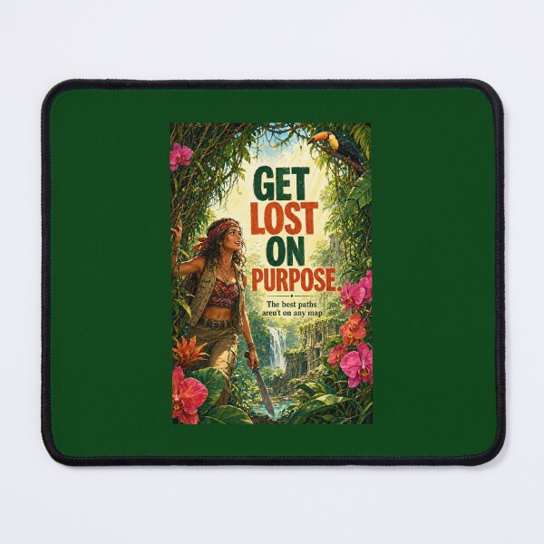 Item preview, Get Lost on Purpose Jungle Adventure Quote Poster designed and sold by Whimsical Cottagecore Art.