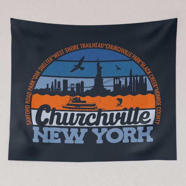 Item preview, Churchville New York Sunset Retro Vintage Local Pride Logo designed and sold by CRHPOD20.