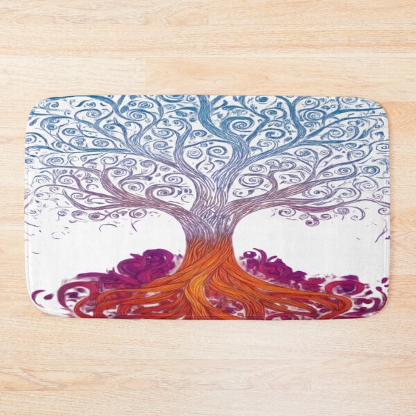 Item preview, The Tree That Connects Earth to Heaven, Spiritual Tree of Life - Red Roots and Blue Spiral Crown designed and sold by RAYBIL.