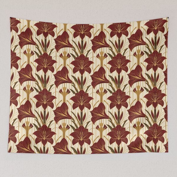 Item preview, Amaryllis Art Deco Geometric Gold Seamless Pattern designed and sold by Inkworksbyshery.