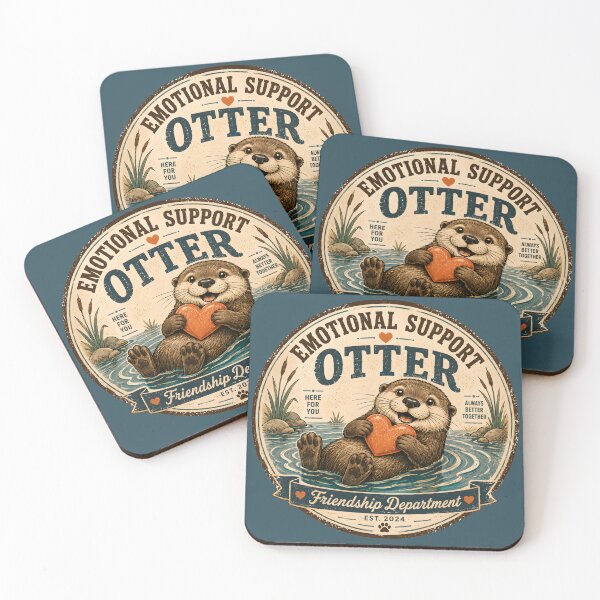 Item preview, Emotional Support Otter Friendship Department Cute Vintage River Badge T-Shirt  Playful Otter Holding Heart Gift designed and sold by  MAD's Recreation Studio.