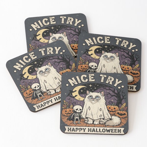 Item preview, Cute Ragdoll Ghost Cat – Nice Try Happy Halloween Vintage Retro designed and sold by Ghostlycats2026.