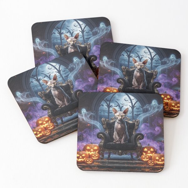 Item preview, Halloween Sphynx Cat on Gothic Throne | Spooky Ghosts, Pumpkins & Full Moon designed and sold by Ghostlycats2026.