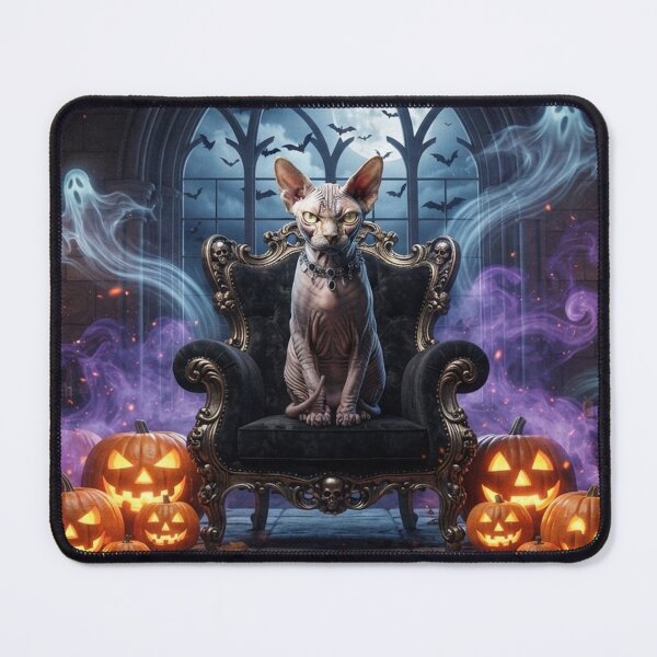 Item preview, Halloween Sphynx Cat on Gothic Throne | Spooky Ghosts, Pumpkins & Full Moon designed and sold by Ghostlycats2026.