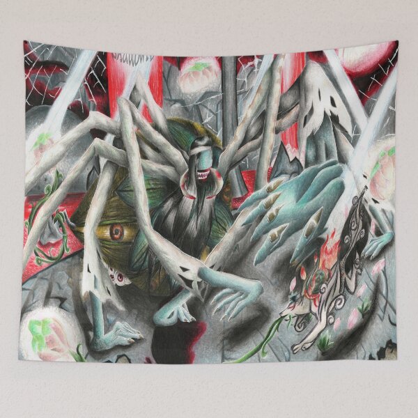 Item preview, Mythological Sun Wolf vs Giant Spider Demon Boss designed and sold by CuervoRonronero.