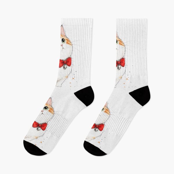 Item preview, Cute Calico Cat with Red Bow | Curious Kitten Watercolor Illustration designed and sold by Natalia-Vlad.
