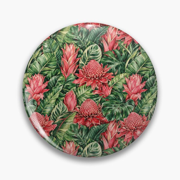 Item preview, Torch Ginger Maximalist Dense Tropical Seamless Pattern designed and sold by Inkworksbyshery.