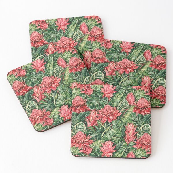 Item preview, Torch Ginger Maximalist Dense Tropical Seamless Pattern designed and sold by Inkworksbyshery.