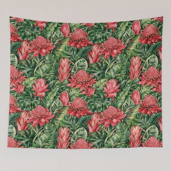 Item preview, Torch Ginger Maximalist Dense Tropical Seamless Pattern designed and sold by Inkworksbyshery.