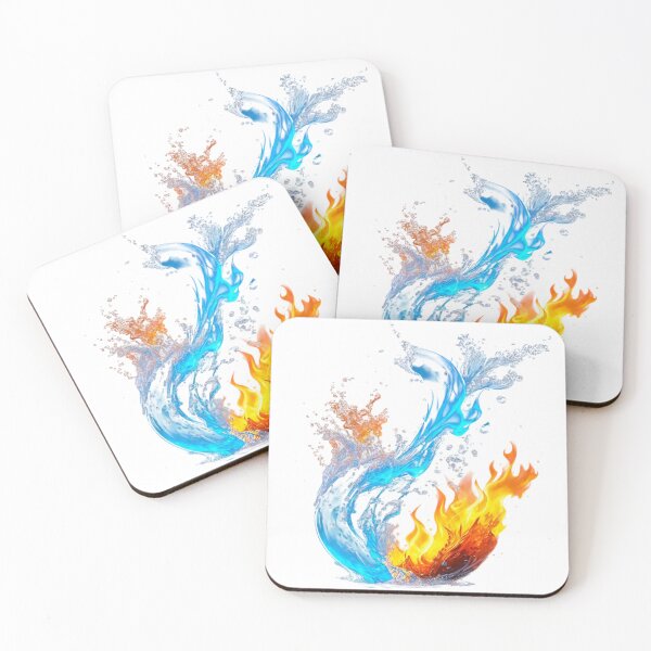 Item preview, The Eternal Ballet of Opposites, Dance of the Elements: Fire and Water in Collision - Dynamic 3D Art of Flames and Splashes designed and sold by RAYBIL.