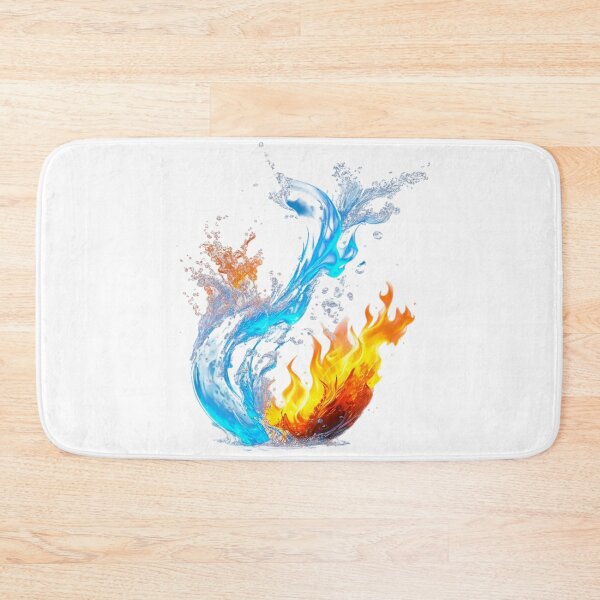 Item preview, The Eternal Ballet of Opposites, Dance of the Elements: Fire and Water in Collision - Dynamic 3D Art of Flames and Splashes designed and sold by RAYBIL.