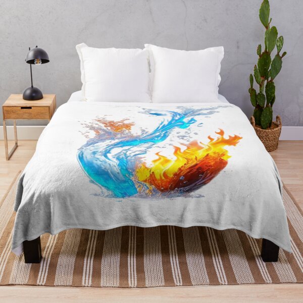 Item preview, The Eternal Ballet of Opposites, Dance of the Elements: Fire and Water in Collision - Dynamic 3D Art of Flames and Splashes designed and sold by RAYBIL.