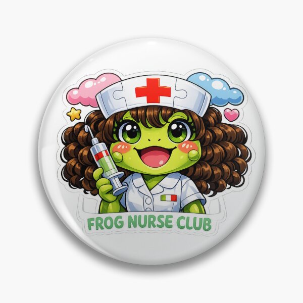 Item preview, Frog Nurse Club – Brown-Haired Frog Nurse with Green Eyes designed and sold by ARTERAMIX.
