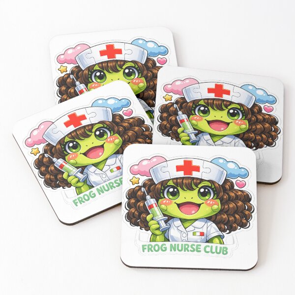 Item preview, Frog Nurse Club – Brown-Haired Frog Nurse with Green Eyes designed and sold by ARTERAMIX.