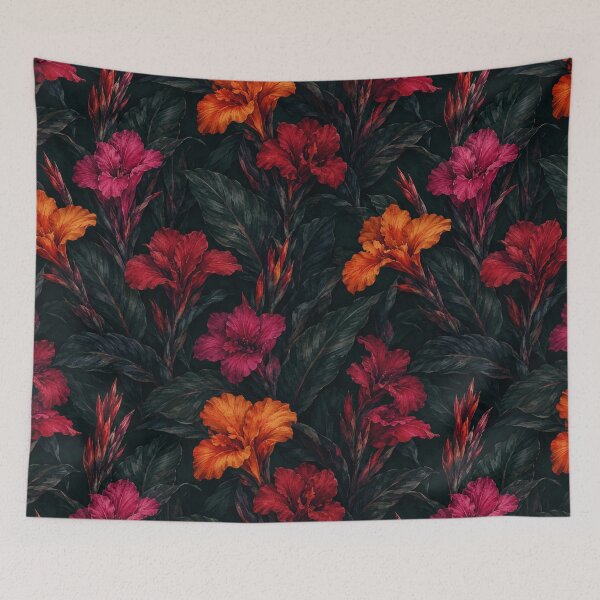 Item preview, Canna Lily Dark Moody Watercolor Seamless Pattern designed and sold by Inkworksbyshery.