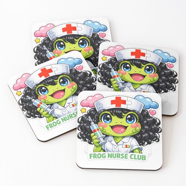 Item preview, Frog Nurse Club – Black-Haired Kawaii Frog Nurse designed and sold by ARTERAMIX.