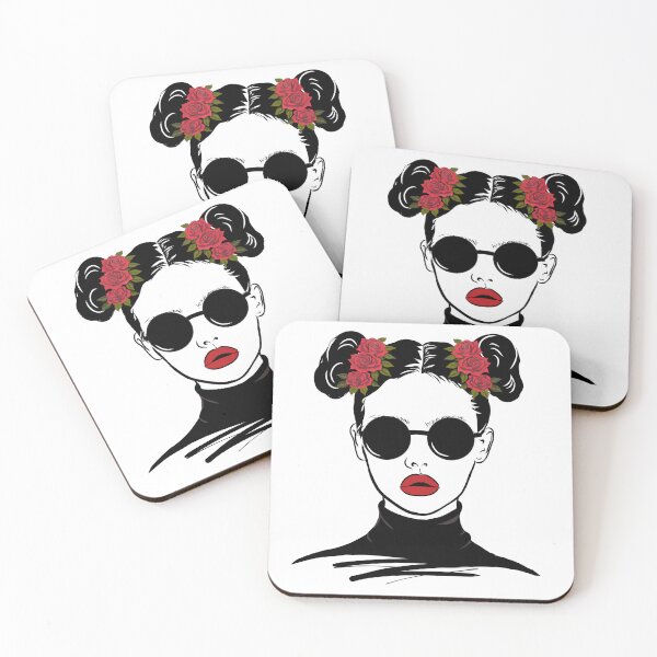Item preview, Cool Girl in Sunglasses with Rose Buns & Red Lips designed and sold by IvanaIka.