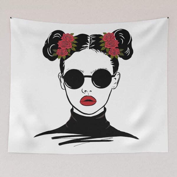 Item preview, Cool Girl in Sunglasses with Rose Buns & Red Lips designed and sold by IvanaIka.