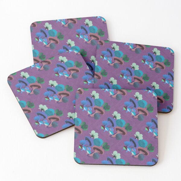 Item preview, Blue and Purple Magic Mushroom Pattern in Enchanted Forest Style designed and sold by Clauzierra.