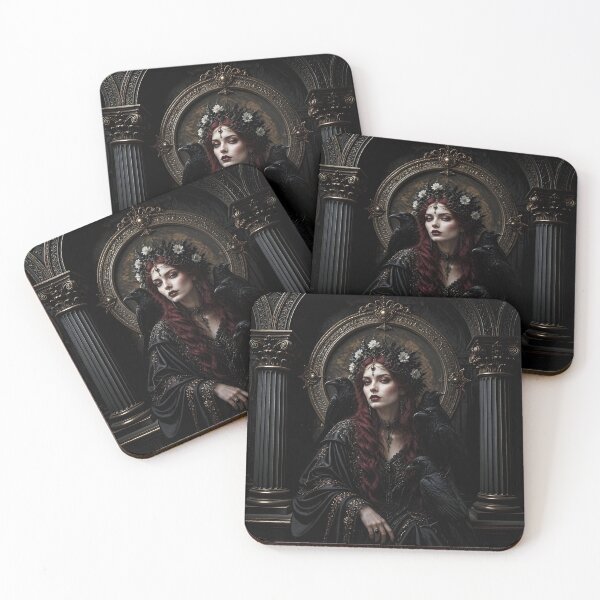 Item preview, Mystical Gothic Portrait of a Woman with Ravens and Flowers 7 designed and sold by Lucia Amaris Art.