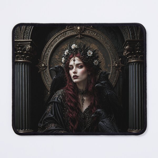 Item preview, Mystical Gothic Portrait of a Woman with Ravens and Flowers 7 designed and sold by Lucia Amaris Art.