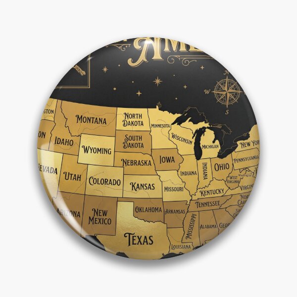 Item preview, Vintage Gold US Map - Luxury Art Deco USA Poster designed and sold by RAMIX-Y2K.