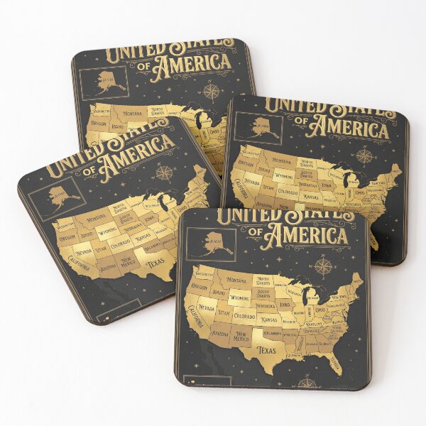 Item preview, Vintage Gold US Map - Luxury Art Deco USA Poster designed and sold by RAMIX-Y2K.