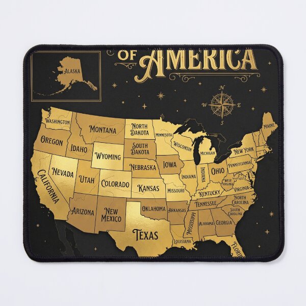 Item preview, Vintage Gold US Map - Luxury Art Deco USA Poster designed and sold by RAMIX-Y2K.