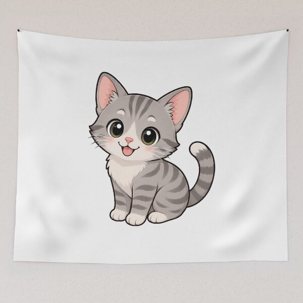 Item preview, Cute Grey Tabby Cat Clipart Style designed and sold by RaezRealmDesign.