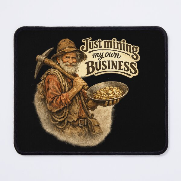 Item preview, Just Mining My Own Business Vintage Gold Prospector Funny Western Humor designed and sold by AnimalAirtistry.