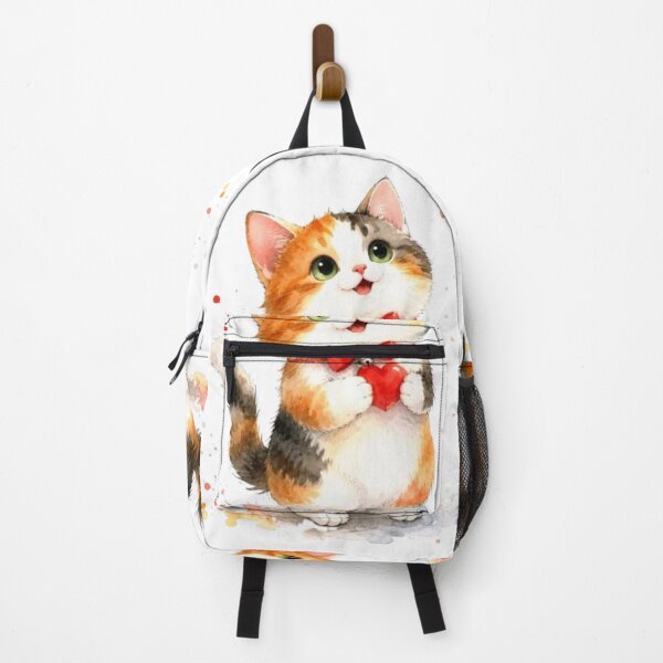 Item preview, Calico Kitten in Love with Heart | Valentine's Day Watercolor Illustration designed and sold by Natalia-Vlad.
