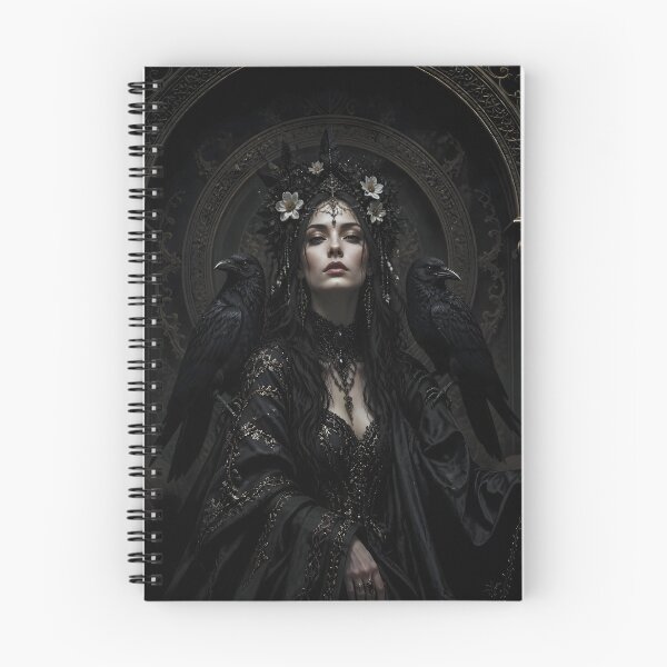 Item preview, Mystical Gothic Portrait of a Woman with Ravens and Flowers 8 designed and sold by Lucia Amaris Art.