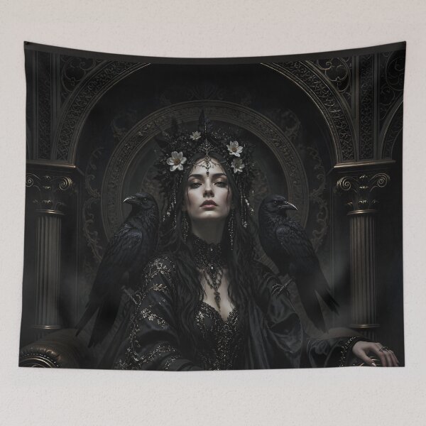 Item preview, Mystical Gothic Portrait of a Woman with Ravens and Flowers 8 designed and sold by Lucia Amaris Art.