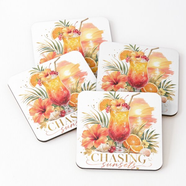Item preview, Tropical Sunset Cocktail Beach Summer designed and sold by DewCreates.
