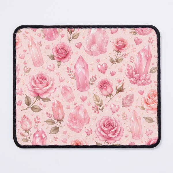 Item preview, :Pink Rose Quartz Crystals & Roses Seamless Pattern designed and sold by Moonlight Studio.