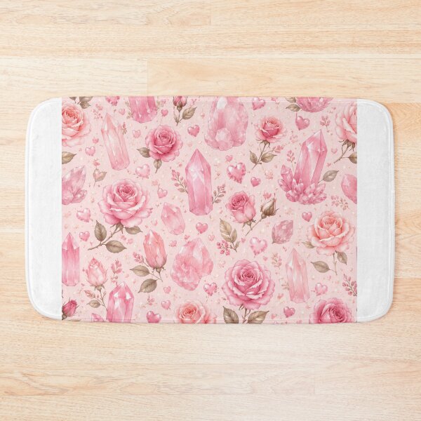 Item preview, :Pink Rose Quartz Crystals & Roses Seamless Pattern designed and sold by Moonlight Studio.