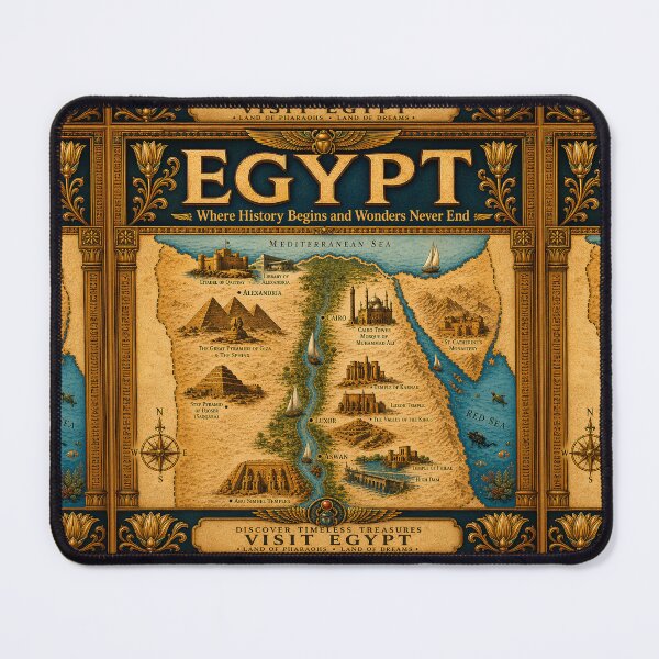 Item preview, Vintage Egypt Travel Poster | Ancient Egypt Map Wall Art | Pyramids, Nile River & Historic Landmarks designed and sold by Art Wave Studio.