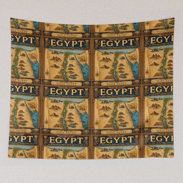 Item preview, Vintage Egypt Travel Poster | Ancient Egypt Map Wall Art | Pyramids, Nile River & Historic Landmarks designed and sold by Art Wave Studio.
