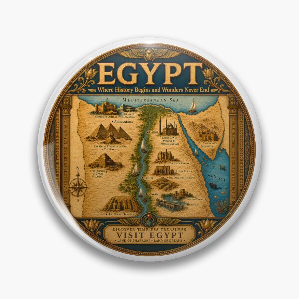 Item preview, Vintage Egypt Travel Poster | Ancient Egypt Map Wall Art | Pyramids, Nile River & Historic Landmarks designed and sold by Art Wave Studio.