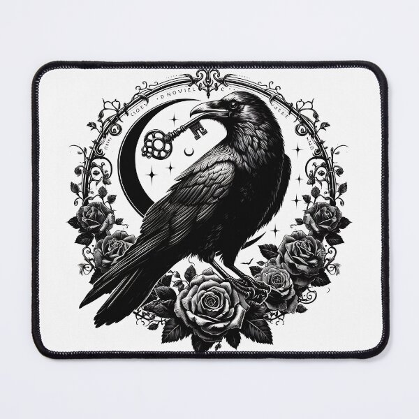 Item preview, Victorian Raven with Antique Skeleton Key designed and sold by CodexArtHub.