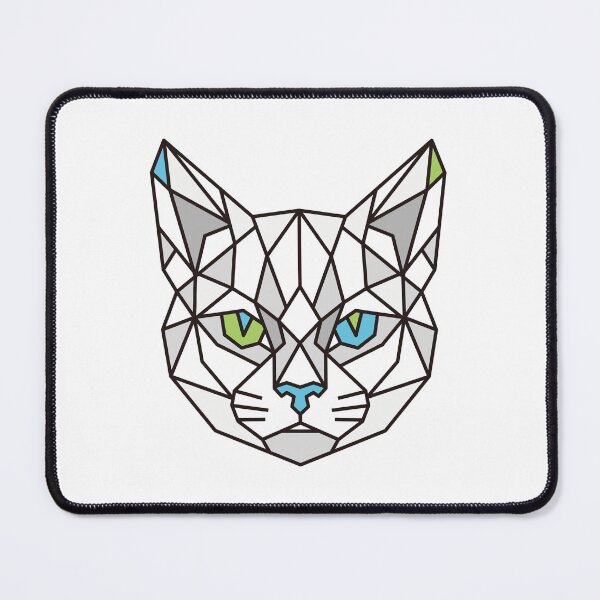 Item preview, Geometric White Cat designed and sold by AnimalsKnowAll.