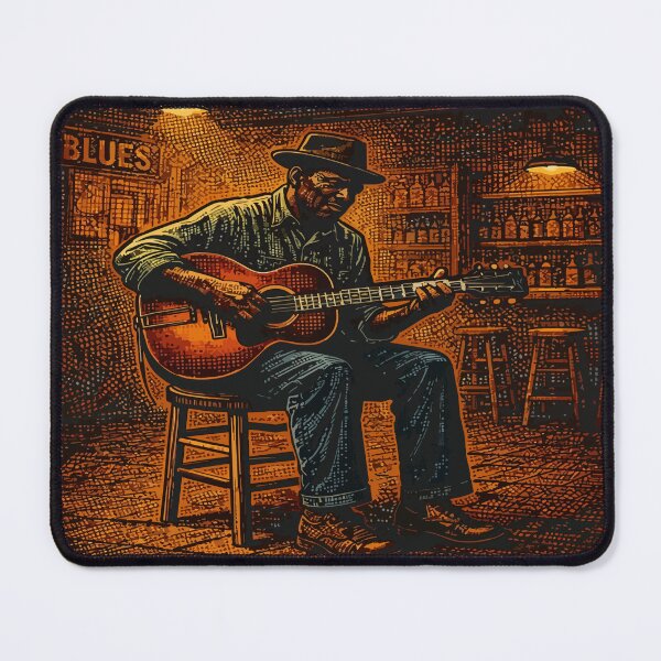 Item preview, Lonely Guitarist in Warm Bar Light – Blues Illustration designed and sold by zoliartdesign.