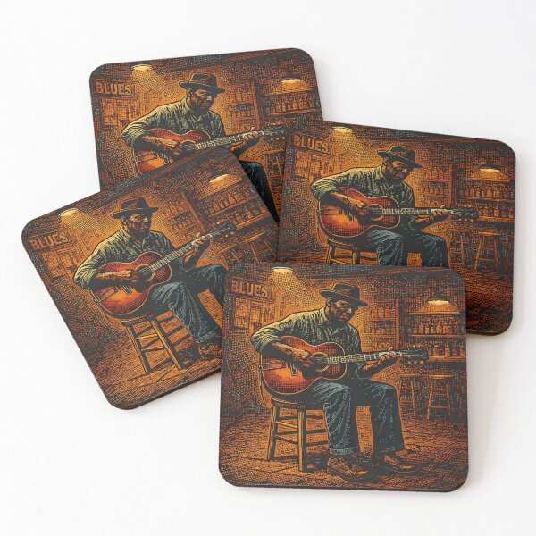 Item preview, Lonely Guitarist in Warm Bar Light – Blues Illustration designed and sold by zoliartdesign.
