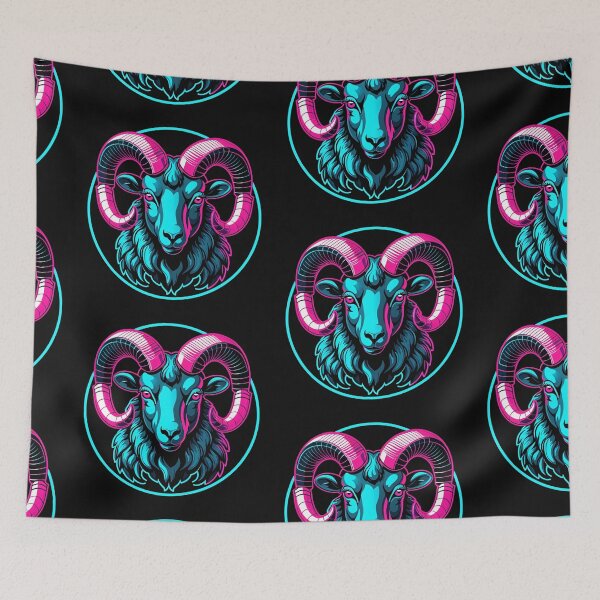 Item preview, Aries ram zodiac glowing chrome design designed and sold by RAMemory.