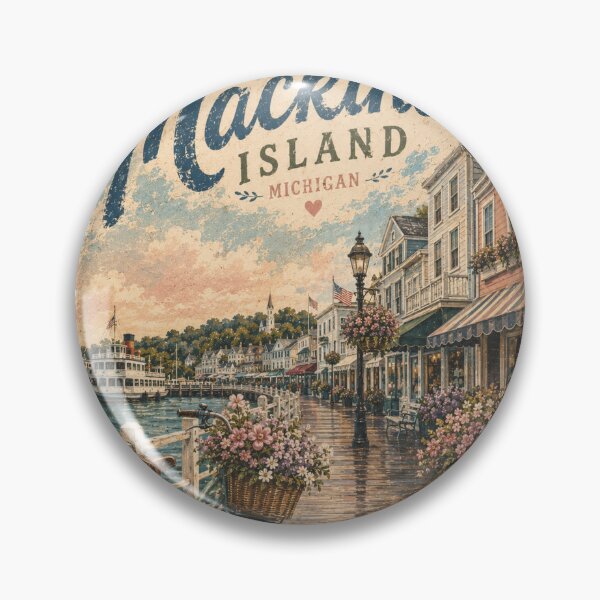 Item preview, Mackinac Island Michigan | Vintage Waterfront Graphic designed and sold by Rewind Society.