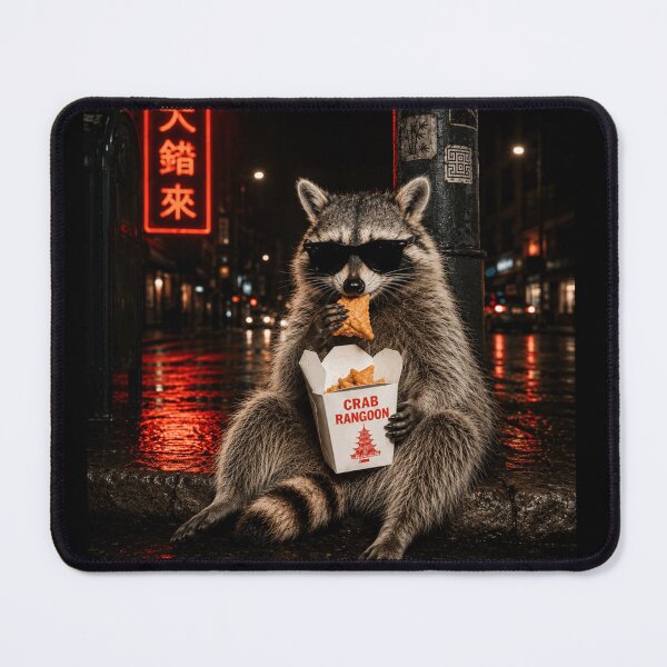 Item preview, Funny Raccoon Eating Crab Rangoon On The Street designed and sold by 76Valeria.
