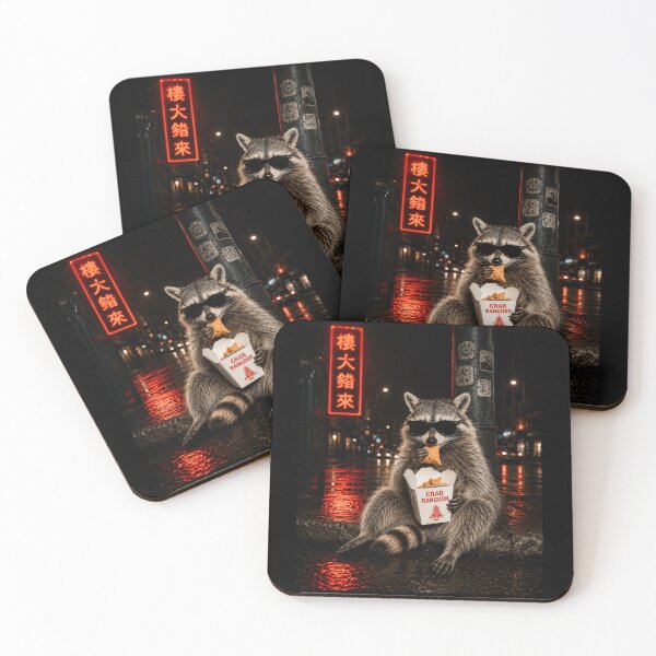 Item preview, Funny Raccoon Eating Crab Rangoon On The Street designed and sold by 76Valeria.