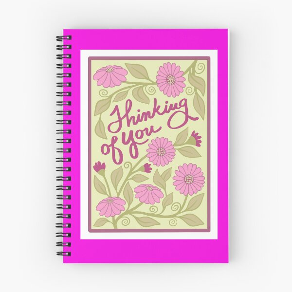 Item preview, Thinking of you pink floral on pale yellow designed and sold by MarySchwindt.